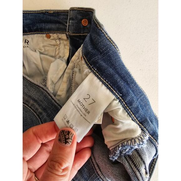 Mother Jeans Womens Sz 27 Mid Rise Dazzler Ankle Fray Blue Jeans Distressed - Picture 6 of 6